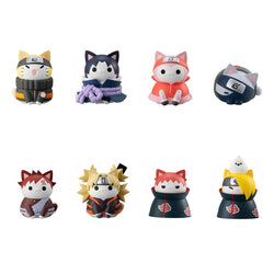 Naruto: Shippuden - Naruto Uzumaki, Sasuke Uchiha, Sakura Haruno, Kakashi Hatake, Gaara Figure MegaHouse Nyaruto! Version Battle with Akatsuki Repeat Mega Cat Project Mini-Case of 8